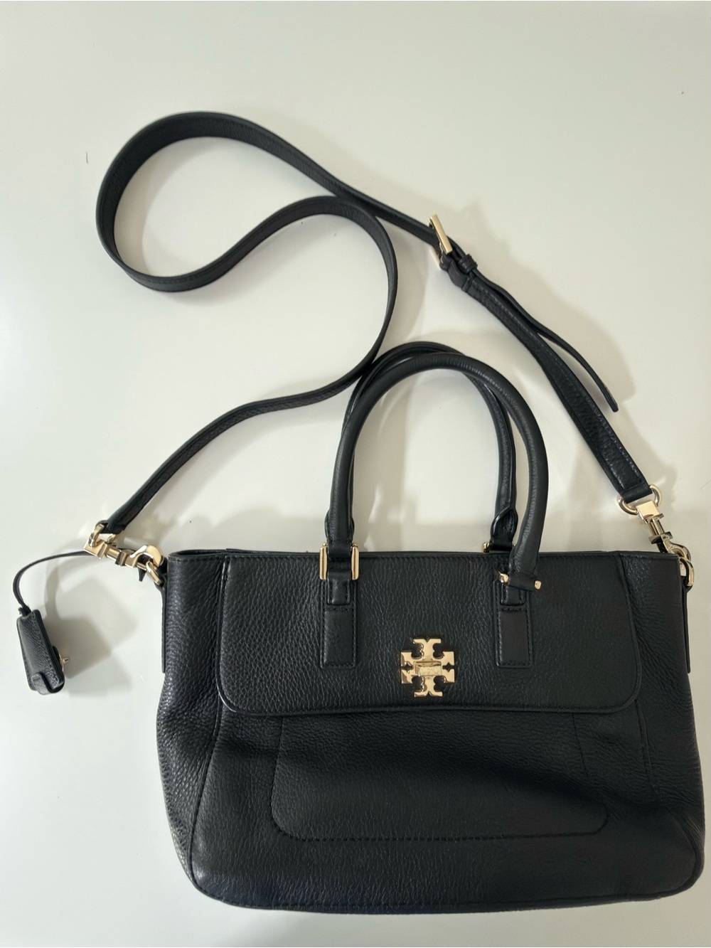 Like New! Beautiful Tory Burch Black Pebble Leather - Used once.